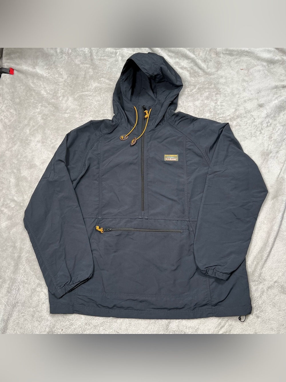 LL Bean Mountain Classic Anorak 1/2 Zip Jacket Mens 2XL Blue Outdoors Nylon Hood